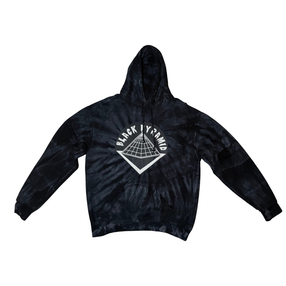 Black Pyramid Streetwear Tie Dye Hoodie Black White Pyramid Logo Mens Size M